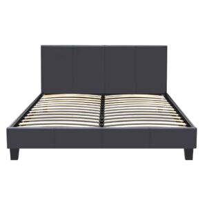 Κρεβάτι Flat Megapap από τεχνόδερμα χρώμα μαύρο ματ 160x200εκ.