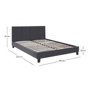 Κρεβάτι Flat Megapap από τεχνόδερμα χρώμα μαύρο ματ 160x200εκ.