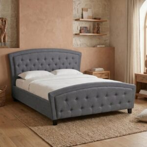 Κρεβάτι Alexia Megapap υφασμάτινο χρώμα γκρι 160x200εκ.