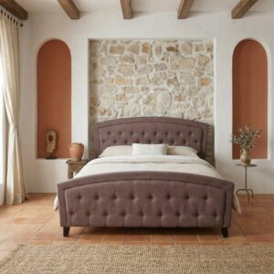 Κρεβάτι Alexia Megapap υφασμάτινο χρώμα καφέ 160x200εκ.