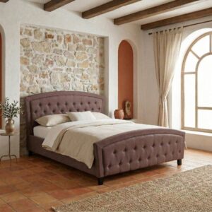 Κρεβάτι Alexia Megapap υφασμάτινο χρώμα καφέ 160x200εκ.