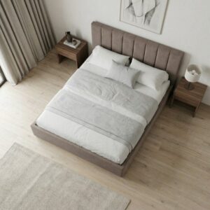 Κρεβάτι Renata Megapap υφασμάτινο με αποθηκευτικό χώρο χρώμα μπεζ 150x200εκ.