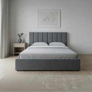 Κρεβάτι Renata Megapap υφασμάτινο με αποθηκευτικό χώρο χρώμα γκρι 150x200εκ.