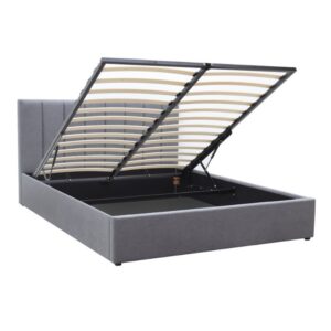 Κρεβάτι Renata Megapap υφασμάτινο με αποθηκευτικό χώρο χρώμα γκρι 150x200εκ.