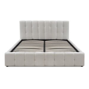 Κρεβάτι Norah Megapap μπουκλέ ύφασμα με αποθηκευτικό χώρο χρώμα ivory 160x200εκ.