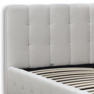 Κρεβάτι Norah Megapap μπουκλέ ύφασμα με αποθηκευτικό χώρο χρώμα ivory 160x200εκ.