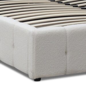 Κρεβάτι Norah Megapap μπουκλέ ύφασμα με αποθηκευτικό χώρο χρώμα ivory 160x200εκ.