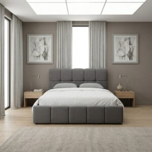 Κρεβάτι Elora Megapap βελούδινο με αποθηκευτικό χώρο χρώμα γκρι 160x200εκ.