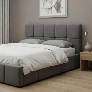 Κρεβάτι Elora Megapap βελούδινο με αποθηκευτικό χώρο χρώμα γκρι 160x200εκ.