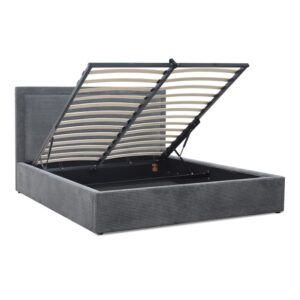 Κρεβάτι Velar Megapap υφασμάτινο με αποθηκευτικό χώρο χρώμα γκρι 160x200εκ.