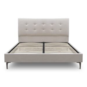 Κρεβάτι Mirel Megapap υφασμάτινο χρώμα ανοιχτό μπεζ 160x200εκ.