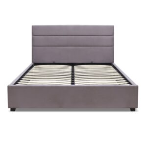 Κρεβάτι Olmo Megapap βελούδινο με αποθηκευτικό χώρο χρώμα γκρι 150x200εκ.