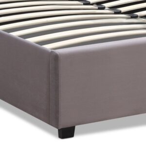 Κρεβάτι Olmo Megapap βελούδινο με αποθηκευτικό χώρο χρώμα γκρι 150x200εκ.
