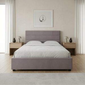 Κρεβάτι Olmo Megapap βελούδινο με αποθηκευτικό χώρο χρώμα γκρι 160x200εκ.