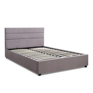 Κρεβάτι Olmo Megapap βελούδινο με αποθηκευτικό χώρο χρώμα γκρι 160x200εκ.