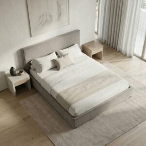 Κρεβάτι Verona Megapap υφασμάτινο με αποθηκευτικό χώρο χρώμα γκρι - μπεζ 160x200εκ.