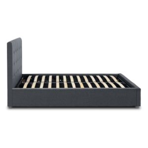 Κρεβάτι Iro Megapap υφασμάτινο με αποθηκευτικό χώρο χρώμα ανθρακί 150x200εκ.