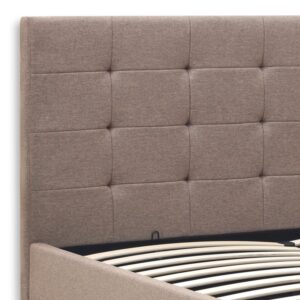 Κρεβάτι Iro Megapap υφασμάτινο με αποθηκευτικό χώρο χρώμα μπεζ - καφέ 150x200εκ.