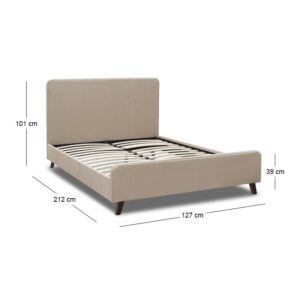 Κρεβάτι Ovelia Megapap υφασμάτινο χρώμα μπεζ 120x200εκ.