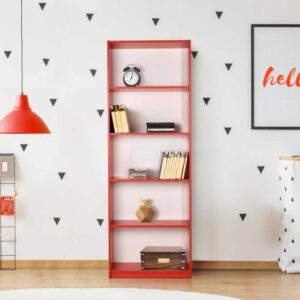 Βιβλιοθήκη Max Megapap χρώμα κόκκινο 58x23x170εκ.