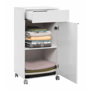 Ντουλάπι Diamond Megapap τροχήλατο χρώμα λευκό gloss 50x40x100εκ.