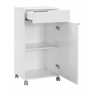 Ντουλάπι Diamond Megapap τροχήλατο χρώμα λευκό gloss 50x40x100εκ.