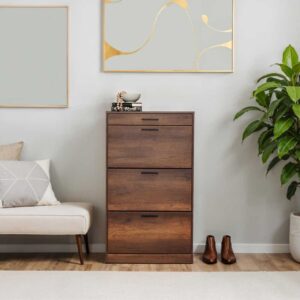 Παπουτσοθήκη Flat Megapap 18 ζεύγων χρώμα καρυδί 75x29x128εκ.