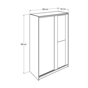 Ντουλάπα ρούχων Slide Megapap συρόμενη με καθρέπτη χρώμα sonoma 120x52x182εκ.