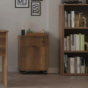 Συρταριέρα γραφείου με κλειδαριά Rio Megapap τροχήλατη χρώμα καρυδί 41x45x61 εκ.