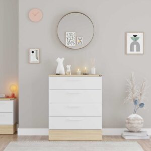 Συρταριέρα Base Megapap χρώμα oak - λευκό 72x40x88εκ.