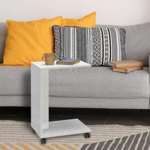 Τραπεζάκι βοηθητικό C-Shaped Megapap χρώμα λευκό gloss 35x45x65εκ.