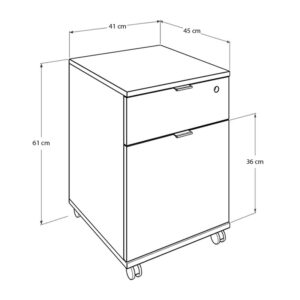 Συρταριέρα γραφείου με κλειδαριά Rio Megapap τροχήλατη χρώμα ανθρακί 41x45x61εκ.