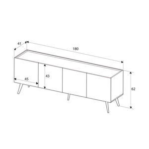 Έπιπλο τηλεόρασης Luna Megapap χρώμα florida oak 180x41x62εκ.