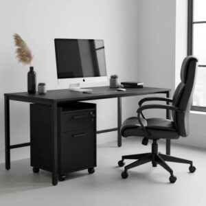 Συρταριέρα γραφείου με κλειδαριά Gamer Megapap τροχήλατη χρώμα μαύρο 40x40x56εκ.