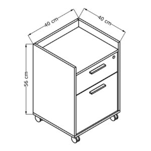 Συρταριέρα γραφείου με κλειδαριά Gamer Megapap τροχήλατη χρώμα μαύρο 40x40x56εκ.
