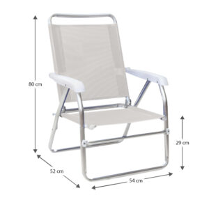 Καρεκλάκι παραλίας Alu Megapap αλουμινίου χρώμα λευκό 54x52x80εκ.