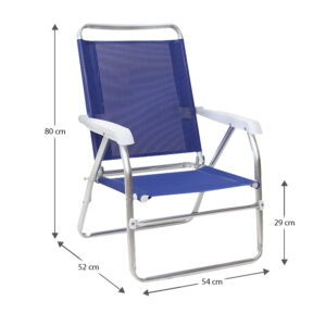 Καρεκλάκι παραλίας Alu Megapap αλουμινίου χρώμα μπλε 54x52x80εκ.