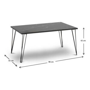 Τραπεζάκι σαλονιού Fiona Megapap χρώμα μαύρο εφέ μαρμάρου 90x55x43εκ.