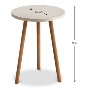Τραπεζάκι βοηθητικό Roma Megapap χρώμα κρεμ 33,5x33,5x46εκ.