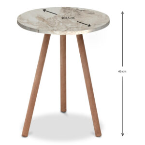 Τραπεζάκι βοηθητικό Roma Megapap χρώμα μπεζ εφέ μαρμάρου 33,5x33,5x46εκ.