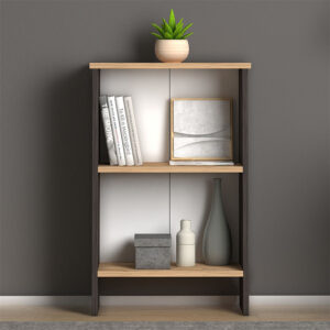 Βιβλιοθήκη Flora Megapap χρώμα industrial grey - oak 52x25x80εκ.