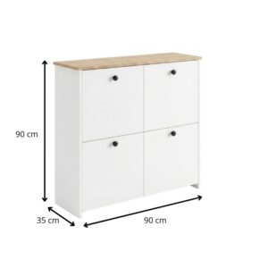 Παπουτσοθήκη Palma Megapap χρώμα λευκό - sapphire oak 90x35x90εκ.