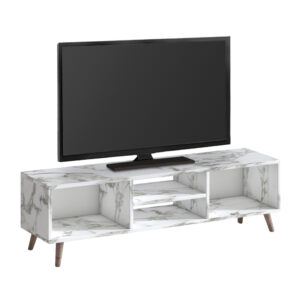 Έπιπλο τηλεόρασης Loren Megapap χρώμα λευκό εφέ μαρμάρου 120x30x40εκ.
