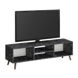 Έπιπλο τηλεόρασης Loren Megapap χρώμα μαύρο εφέ μαρμάρου 120x30x40εκ.