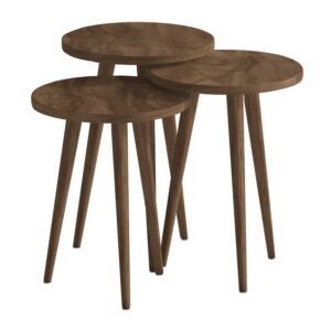 Τραπεζάκι βοηθητικό σετ 3 τμχ Cruz Megapap χρώμα καρυδί Ø33x46εκ.