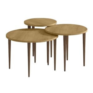 Τραπεζάκι σαλονιού σετ 3 τμχ Nola Megapap χρώμα sapphire oak Ø60x46εκ.