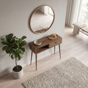 Κονσόλα Napoli Megapap χρώμα καρυδί 90x29x88εκ.