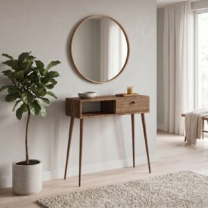 Κονσόλα Napoli Megapap χρώμα καρυδί 90x29x88εκ.