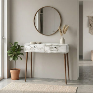 Κονσόλα Alis Megapap χρώμα λευκό εφέ μαρμάρου 110x29x88εκ.