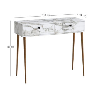 Κονσόλα Alis Megapap χρώμα λευκό εφέ μαρμάρου 110x29x88εκ.